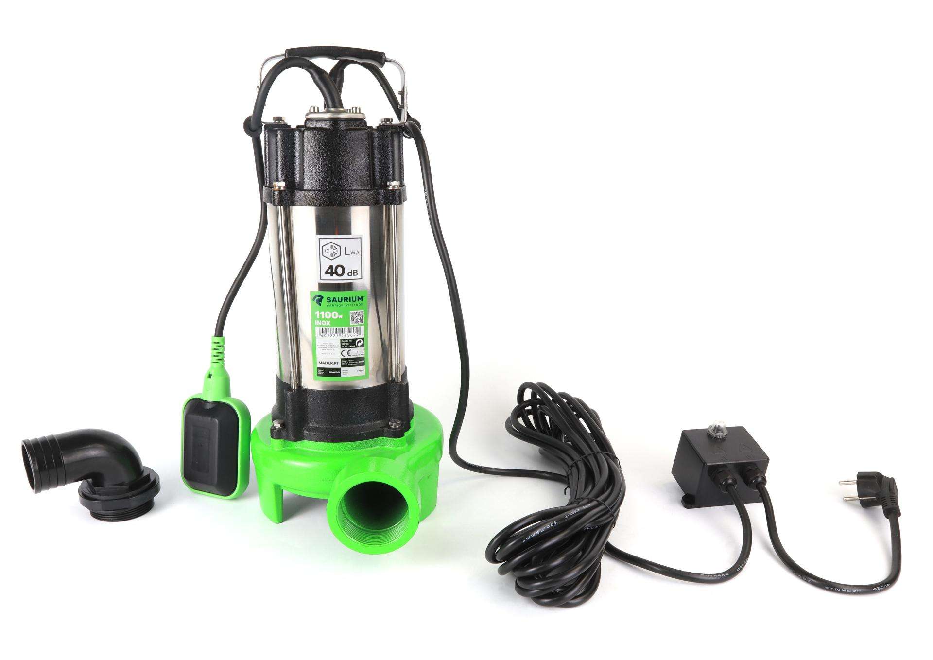 Bomba Submersível, Águas Sujas, 1100W, com Triturador refª 48582 SAURIUM