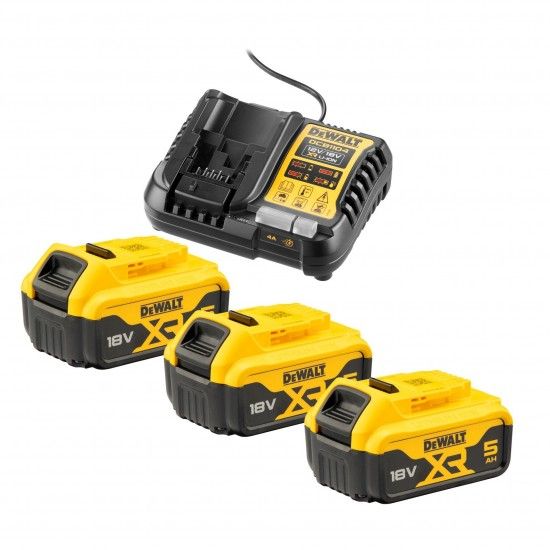 Kit 3 Baterias 18V 5.0Ah XR + Carregador ref� DCB1104P3-QW DEWALT