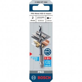 Broca para metal PRO Metal HSS-G Impact, 2 x 24 x 60mm refª 2608577564 BOSCH Broca para metal PRO Metal HSS-G Impact, 2 x 24 x 60mm refª 2608577564 BOSCH