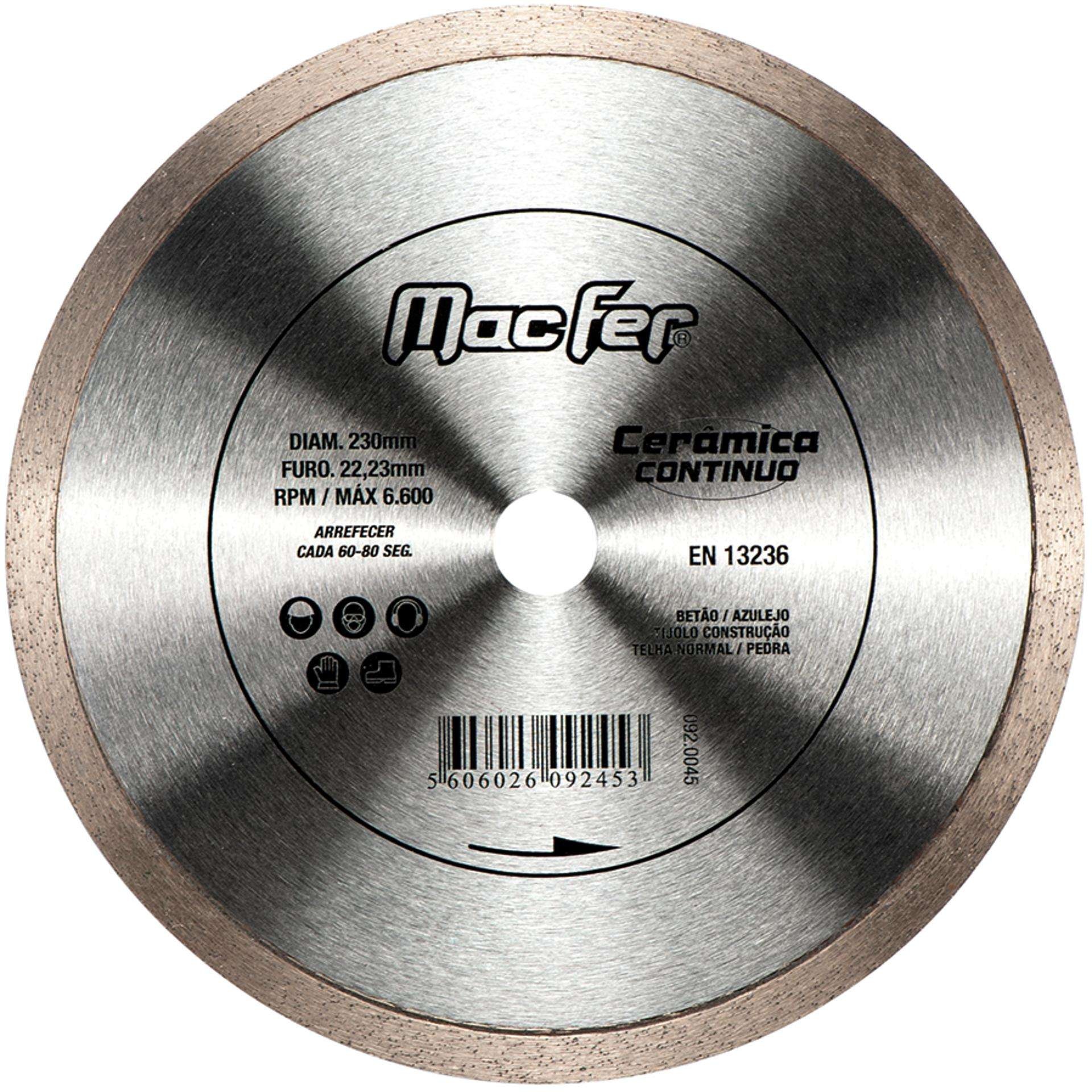 Disco diam. MacFer Cerâmica Contínuo 230mm refª 092.0045 MACFER
