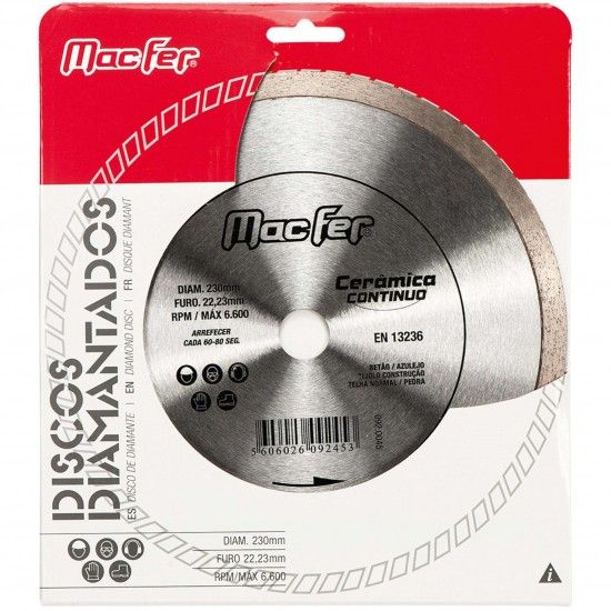 Disco diam. MacFer Cerâmica Contínuo 230mm refª 092.0045 MACFER Disco diam. MacFer Cerâmica Contínuo 230mm refª 092.0045 MACFER