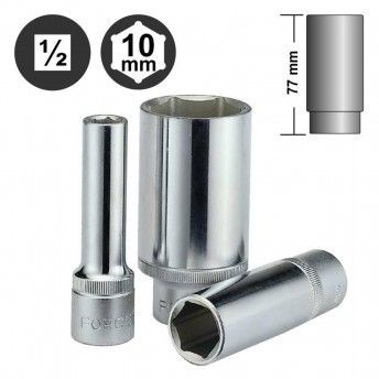 Chave caixa 10mm HEX ½ Longa 5457710 Force Chave caixa 10mm HEX ½ Longa 5457710 Force