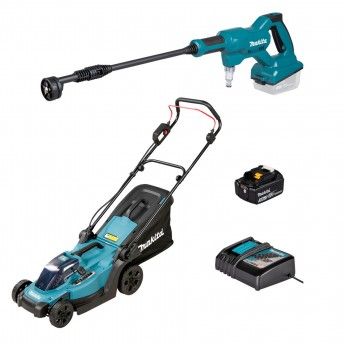 Kit corta relvas DLM330Z + Lavadora DWH180 + bat 5.0Ah + carregador refª DLX2583T Makita Kit corta relvas DLM330Z + Lavadora DWH180 + bat 5.0Ah + carregador refª DLX2583T Makita