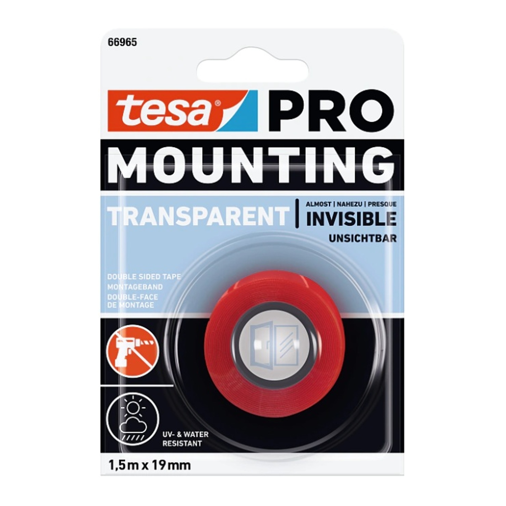 Fita dupla face 1.5x19mm transparente refª 66965 TESA