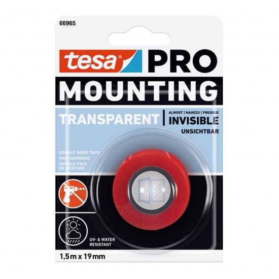 Fita dupla face 1.5x19mm transparente refª 66965 TESA Fita dupla face 1.5x19mm transparente refª 66965 TESA