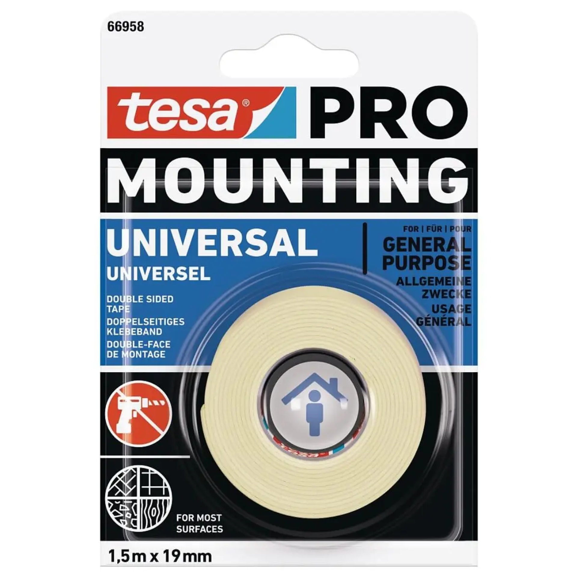 Fia adesiva multi-usos 1.5m x 19mm refª 66958 Tesa