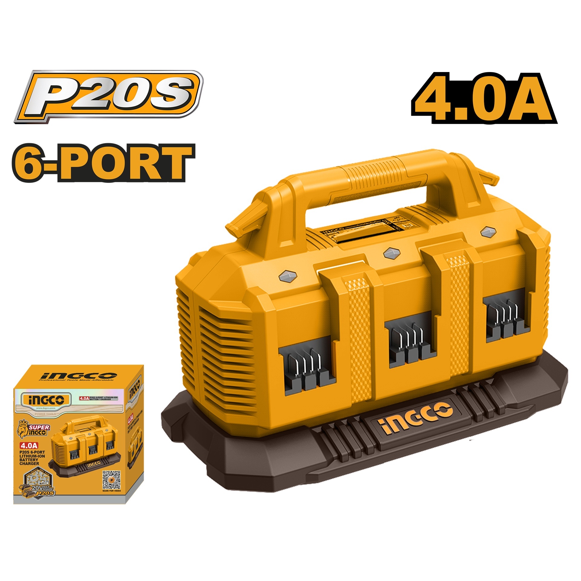 Carregador p/6 baterias 20V - 4A refª FCLI2064 Ingco