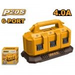 Carregador p/6 baterias 20V - 4A refª FCLI2064 Ingco Carregador p/6 baterias 20V - 4A refª FCLI2064 Ingco