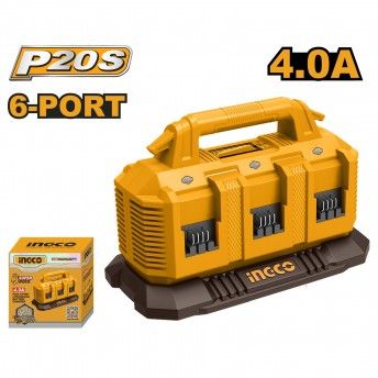 Carregador p/6 baterias 20V - 4A refª FCLI2064 Ingco Carregador p/6 baterias 20V - 4A refª FCLI2064 Ingco