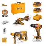 Kit brushless Ingco Aparafusadora [CIDLI206681] + Rebarbadora [CAGLI212025E] +Torna [CRHLI26208] + 2