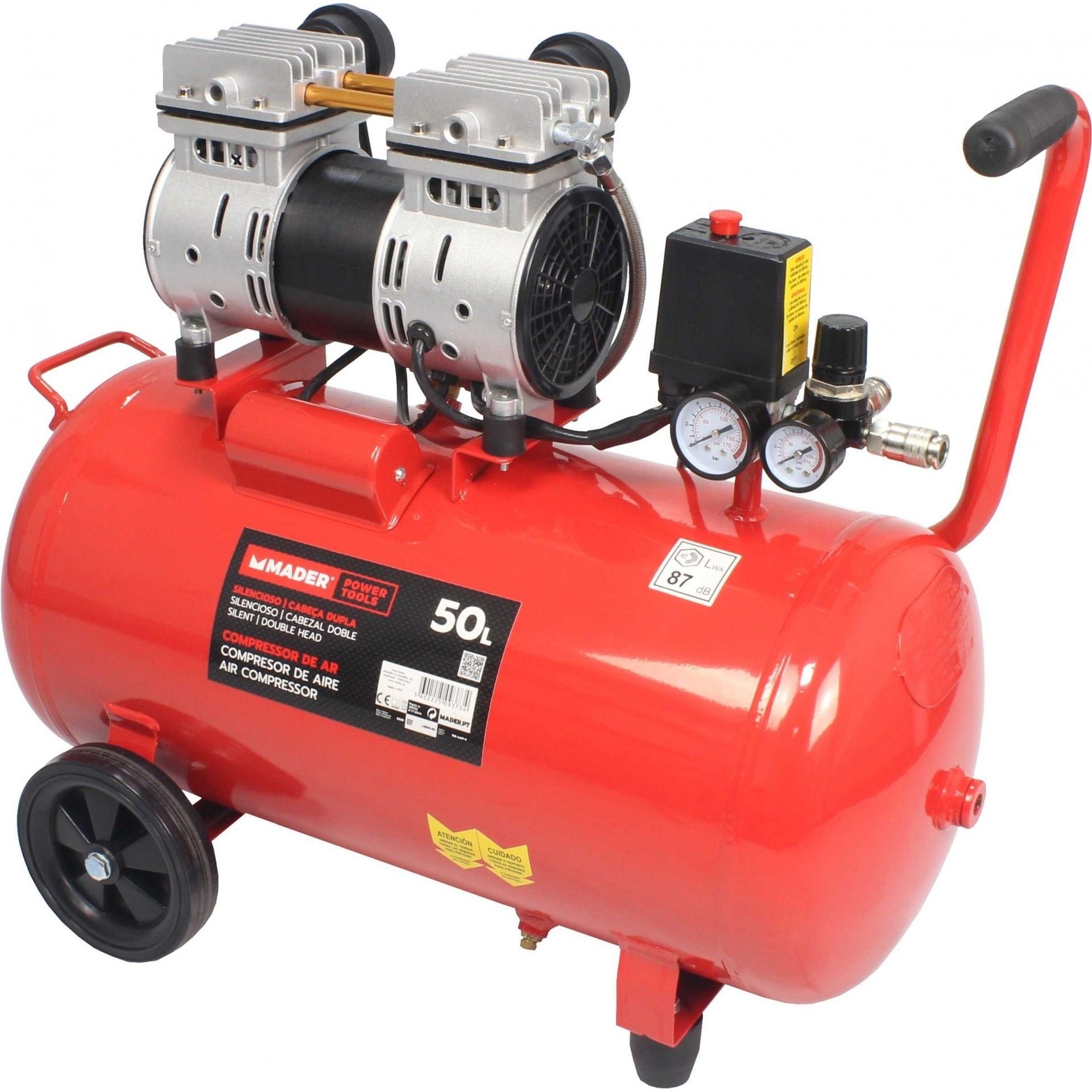 Compressor de Ar Monobloco, 50L, 2HP, Cabeça Dupla- MADER® | Power Tools refª 09373 MADER_OUTLET