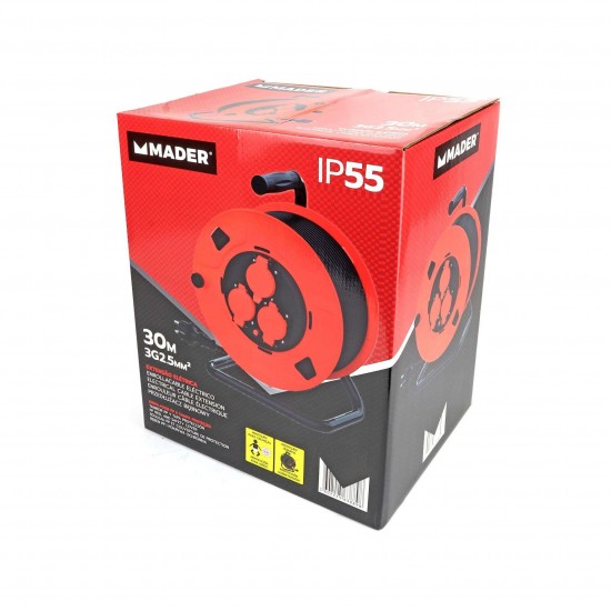 Extensão Elétrica, IP55, Enrolador Plástico, 30m, 3G2,5mm² refª 63889 MADER Extensão Elétrica, IP55, Enrolador Plástico, 30m, 3G2,5mm² refª 63889 MADER