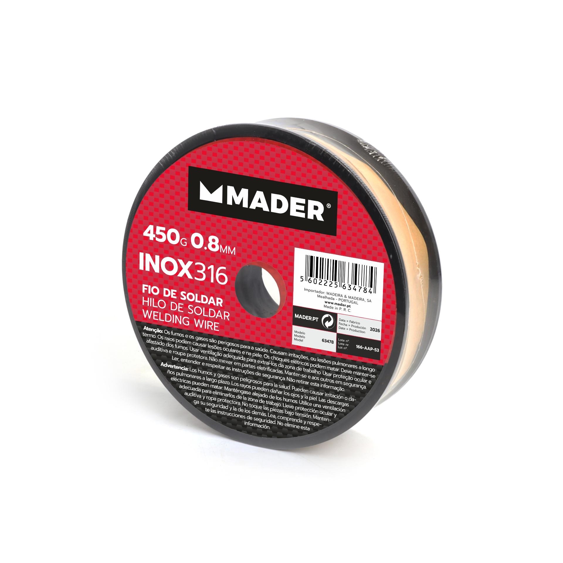 Fio de Solda, INOX 316, 0.8mm, 450g refª 63478 MADER