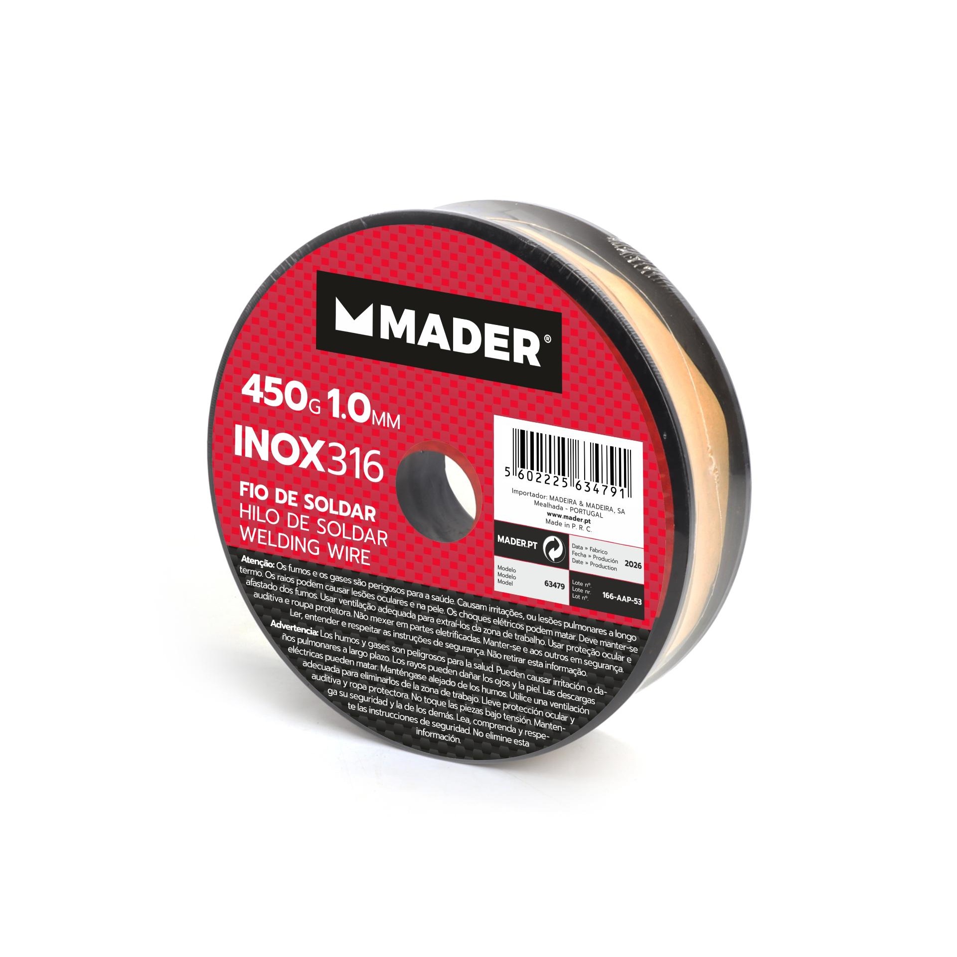 Fio de Solda, INOX 316, 1.0mm, 450g refª 63479 MADER