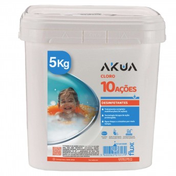 Cloro 10 A�oes Tableta 250gr Bicapa AKUA 5Kg  ref� FC10AT250B5 FLUX