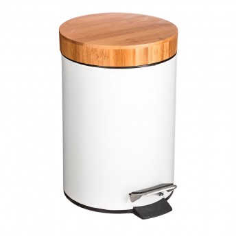 Balde do lixo wc bambu-branco 3l cole��o "natureo" ref� 01849 5FIVE