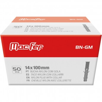 Bucha nylon c/ gola mf BN-GM 14x100mm 50pç refª 121.0008 MACFER Bucha nylon c/ gola mf BN-GM 14x100mm 50pç refª 121.0008 MACFER