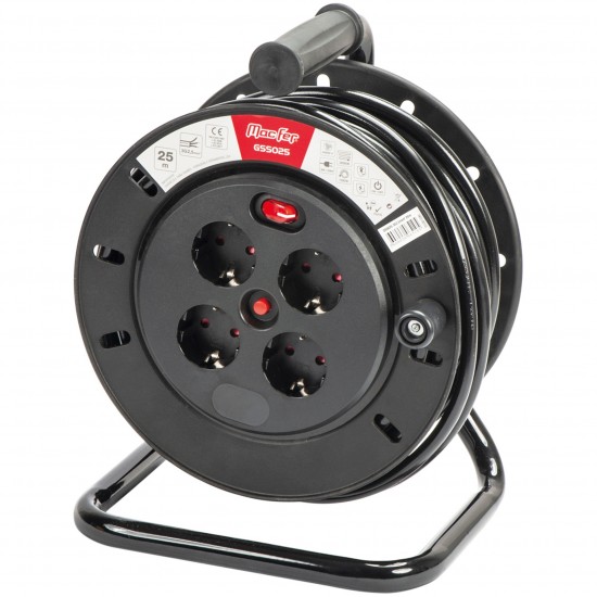 Extensão elétrica com enrolador GSS025 3G2,5mm2 25m refª 065.0010 MACFER Extensão elétrica com enrolador GSS025 3G2,5mm2 25m refª 065.0010 MACFER