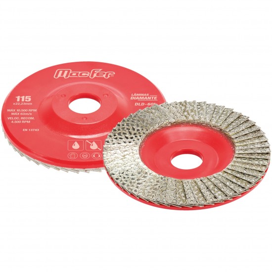Disco lamelado diamantado DLD-60L 115x22,2mm GR600 refª 092.0185 MACFER Disco lamelado diamantado DLD-60L 115x22,2mm GR600 refª 092.0185 MACFER