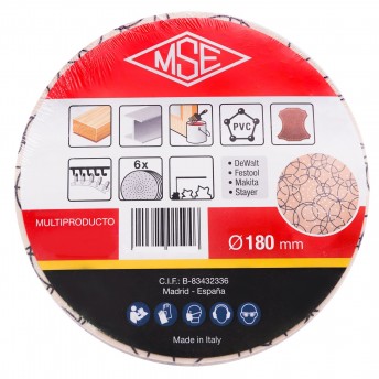 6 Discos De Lixa Oxy Multi-Perfurados 180Mm Velcro Mse 6 Discos De Lixa Oxy Multi-Perfurados 180Mm Velcro Mse