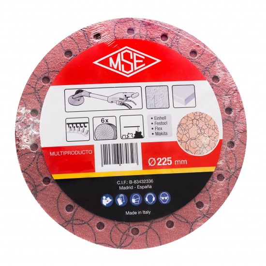 6 Discos De Lixa Oxy Multi-Perfurados 225Mm Velcro Mse 6 Discos De Lixa Oxy Multi-Perfurados 225Mm Velcro Mse