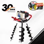 Abre Buracos com 3 Brocas, 51.2CC, 2.3Kw + Luvas de Prote��o Nitrilo L +  �leo 2T Sint�tico, 1L ref�
