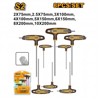 Kit 8 Chaves Hexagonais em T ref� HHKT80818 Ingco