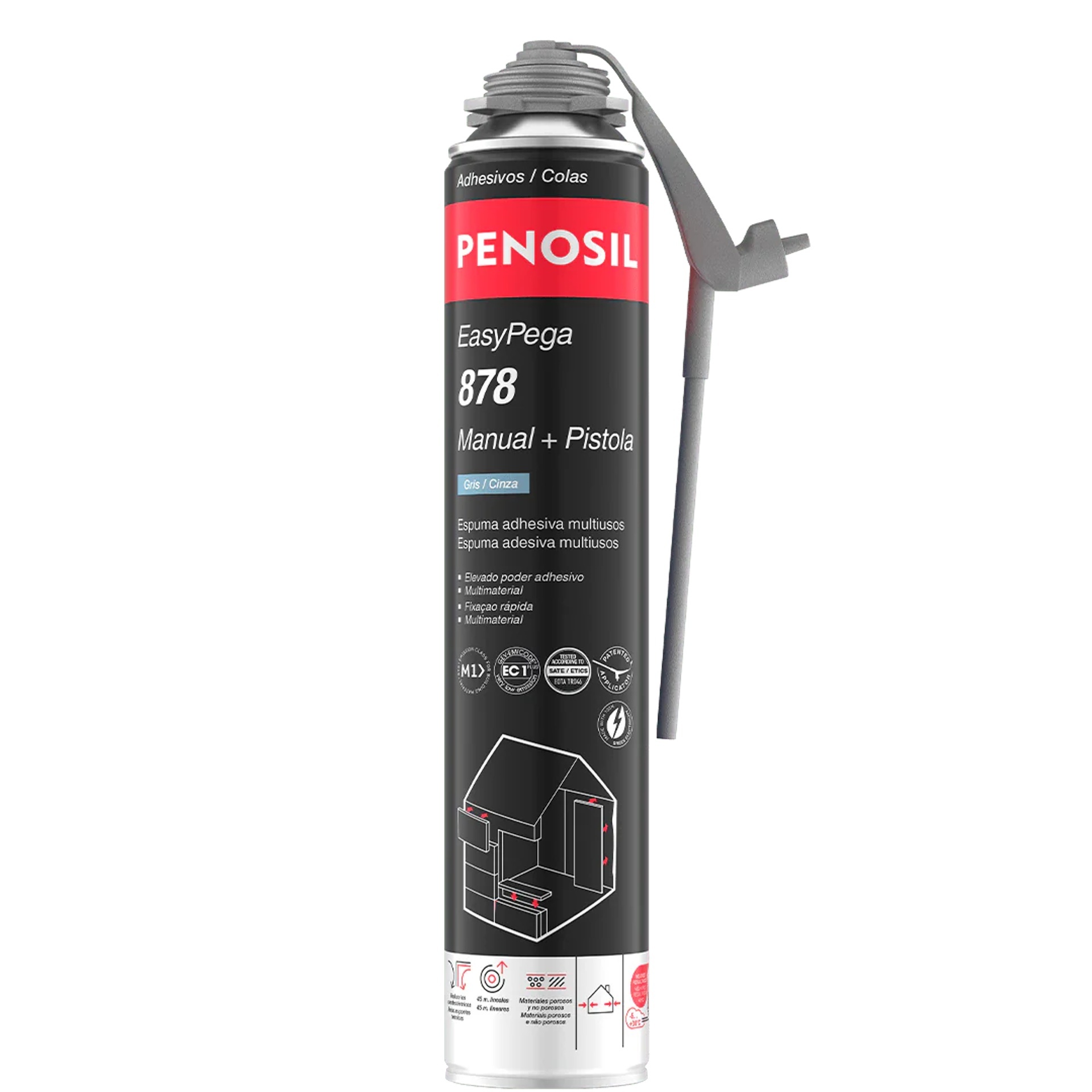 Espuma EasyPega 878 Manual + Pistola 750ml Cinza refª A6544 Penosil