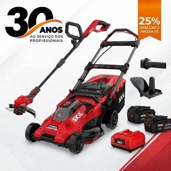 Corta-relvas "Brushless" GM1E0140BA + Aparador GT1E0230CA + 2 Bat 4.0Ah e carregador SKIL Corta-relvas "Brushless" GM1E0140BA + Aparador GT1E0230CA + 2 Bat 4.0Ah e carregador SKIL
