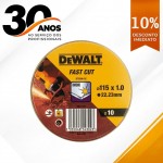 Lata com 10 discos de corte de alto desempenho para a�o inox 115 x 1 x 22.23 mm ref� DT3506-QZ DEWAL