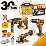 Kit brushless Ingco Aparafusadora [CIDLI206681] + Rebarbadora [CAGLI212025E] +Torna [CRHLI26208] + 2