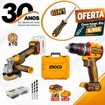 Pack Aparafusadora + Rebarbadora + 2bat 4Ah + carregador + mala + Chave adaptadora de Bits refª CKL Pack Aparafusadora + Rebarbadora + 2bat 4Ah + carregador + mala + Chave adaptadora de Bits refª CKL
