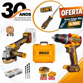 Pack Aparafusadora + Rebarbadora + 2bat 4Ah + carregador + mala + Chave adaptadora de Bits refª CKL Pack Aparafusadora + Rebarbadora + 2bat 4Ah + carregador + mala + Chave adaptadora de Bits refª CKL