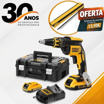 Aparafusadora Painel gesso sem escovas XR 18V + Parafusos em Tira Rosca Fina para painéis de Gesso Aparafusadora Painel gesso sem escovas XR 18V + Parafusos em Tira Rosca Fina para painéis de Gesso