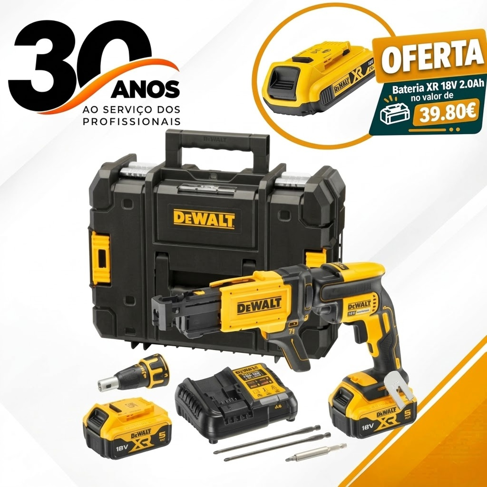 Aparafusadora gesso 2x5.0Ah + 1 Bateria 2.0Ah refª DCF620P2K_DCB183 DEWALT