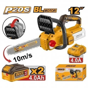 Podadora 20V 30Cm Brushless + 2x Bateria 4,0Ah + Carregador refª CGSLI201262E Ingco Podadora 20V 30Cm Brushless + 2x Bateria 4,0Ah + Carregador refª CGSLI201262E Ingco