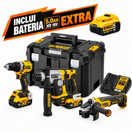KIT Aparafusadora [DCD800] + Rebarbadora [DCG405] +Martelo [DCH172] + 1 Bateria Extra 5Ah DCB184 ref