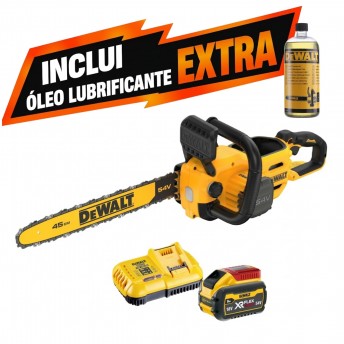 Electrosserra 45cm 54V/18V 9.0Ah XR Flexvolt + Óleo Lubrificante P/Serras 1L refª DCMCS574X1-QW DEWA Electrosserra 45cm 54V/18V 9.0Ah XR Flexvolt + Óleo Lubrificante P/Serras 1L refª DCMCS574X1-QW DEWA