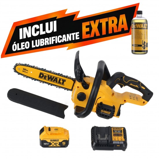 Motosserra Compacta sem escovas XR 18V + Óleo Lubrificante P/Serras 1L refª DCMCS565P1-QW_P1 DEWALT Motosserra Compacta sem escovas XR 18V + Óleo Lubrificante P/Serras 1L refª DCMCS565P1-QW_P1 DEWALT