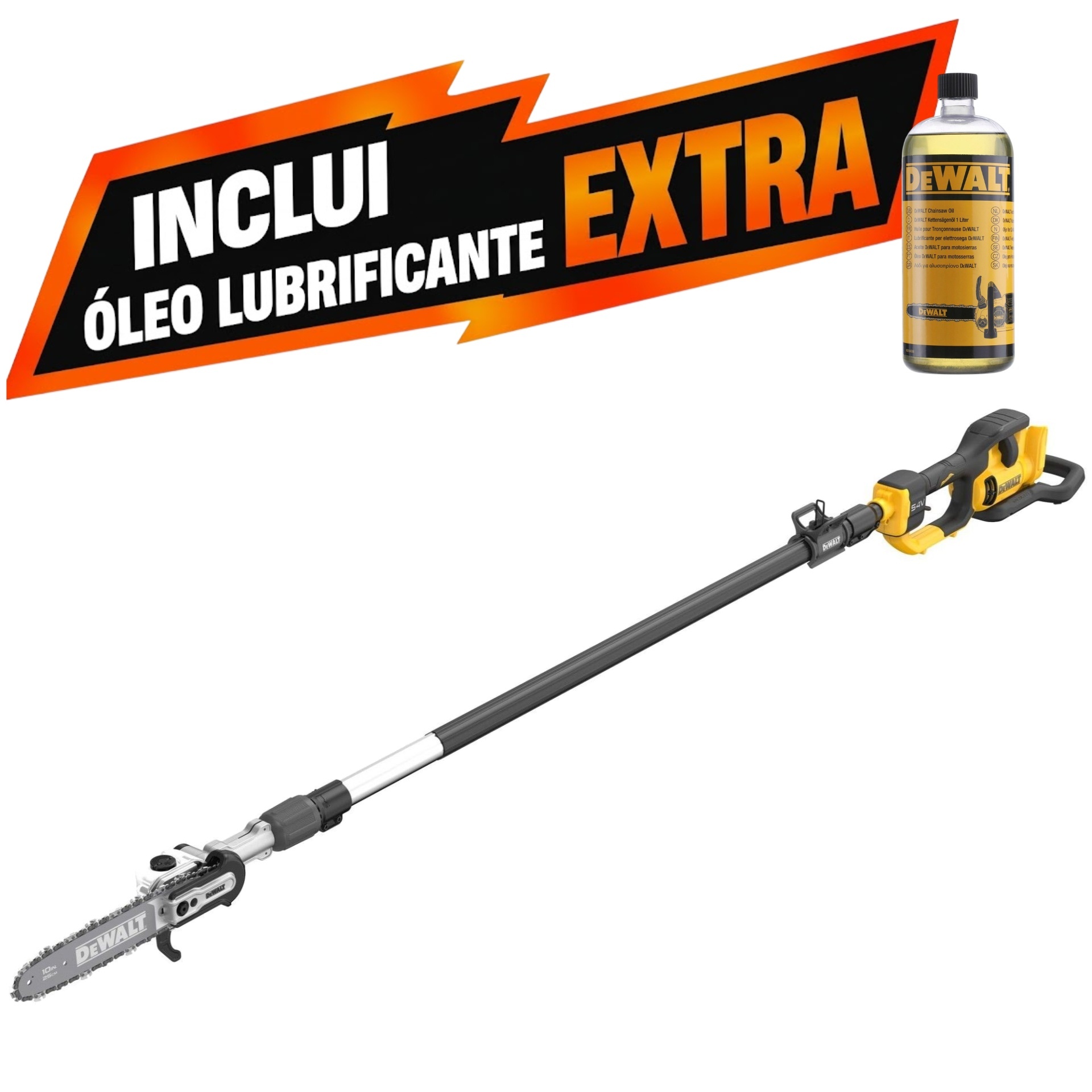 Eletrosserra de poda XR 54V Brushless + Óleo Lubrificante P/Serras 1L refª DCMPS635N-XJ_P1 DEWALT