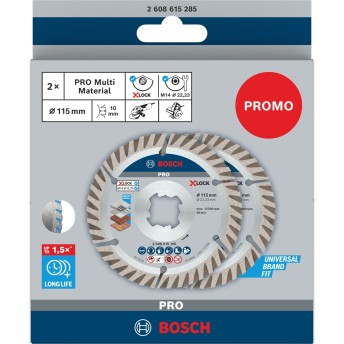 Disco de diamante PRO Multi Material, 115x22,23mm X-Lock 2p� ref� 2608615285 BOSCH